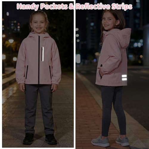 FILOWA Waterproof Raincoat Girls Hooded Rain Jacket, 10-11 years, Pink — view 5