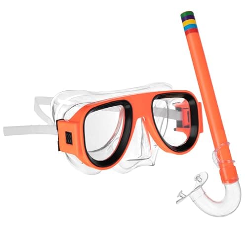 Hardys Kids Snorkel Set - Two Piece Snorkel Mask & Mouthpiece, Adjustable Strap, Comfortable Fit, Watertight Seal, Clear View Lenses, Orange — view 2