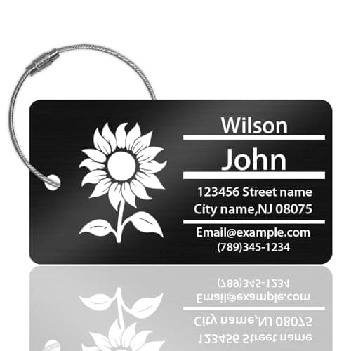 Custom Laser Engraved Metal Luggage Tag for Men Women Horizontal 3.5x2 — view 5
