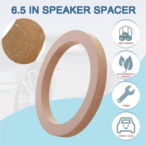 4Pcs Universal Wooden Speaker Ring, 6.5 Inch Custom Installation Mounting Adapter Rings — view 6