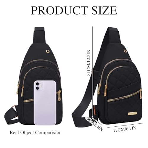 Fjquamizix Women's Anti-Theft Sling Bag, Water-Resistant Nylon Crossbody Purse with Multi-Pockets, Headphone Port, Lightweight Durable Bag for Travel, Work, Daily Use (Black) — view 6
