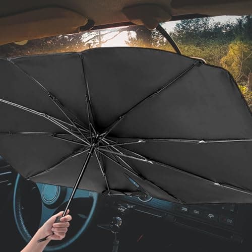 Car Windscreen Umbrella Sunshade with Mirror Opening and Storage Cover — view 4