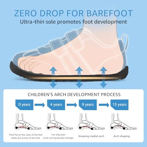 STQ Wide Fit Toddler Barefoot Shoes Boys Girls Trainers Soft First Walking Shoe Non Slip Daycare Sports Running Tennis Sneaker Black 10 UK Little Kid — view 5