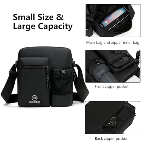 ChioSun Men's Shoulder Bag, Waterproof Water Bottle Messenger Bags(Black) — view 5