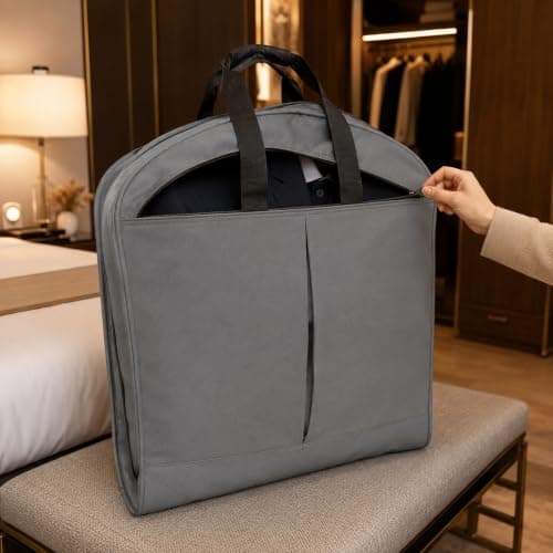 Premium Travel Garment Bags & 2-in-1 Duffle Suit Carriers – Light Grey 45L Holdall, Black XL Breathable Garment Bag, Dark Grey Water-Resistant Suit Cover, Foldable and Space-Saving (Dark Grey) — view 2