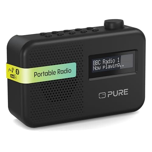 Pure Elan One2 portable DAB+/FM radio with Bluetooth 5.1 (LCD display, 10 preset buttons, can run with 4xAA batteries) Charcoal Black