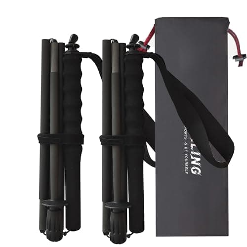 OKHEALING Trekking Poles 【ultralight 】Carbon Fiber 5 Sections, Set of 2, Hiking Poles Mountaineering Equipment Walk Cap Moisture Wicking with Storage Bag,Unisex (110cm)