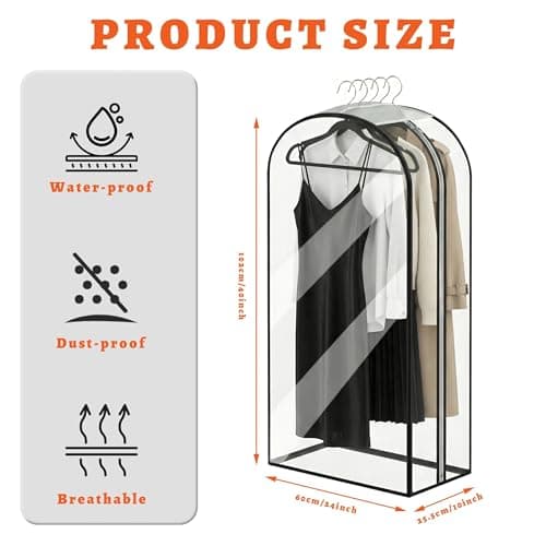 2Pcs Garment Bags Clear with Zipper for Open Closet. Full Clear Clothes Covers — view 5