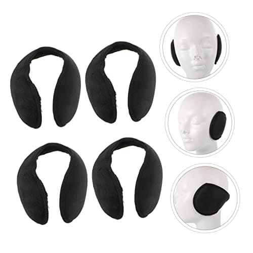 LIFKOME Plush Ear Warmers 4 Pack Black Windproof Compact Winter Earmuffs — view 4