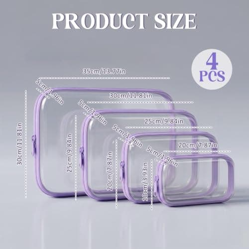 4PCS Clear Hard Shell Zipper Cases, Transparent PET Storage Bags for Travel — view 2