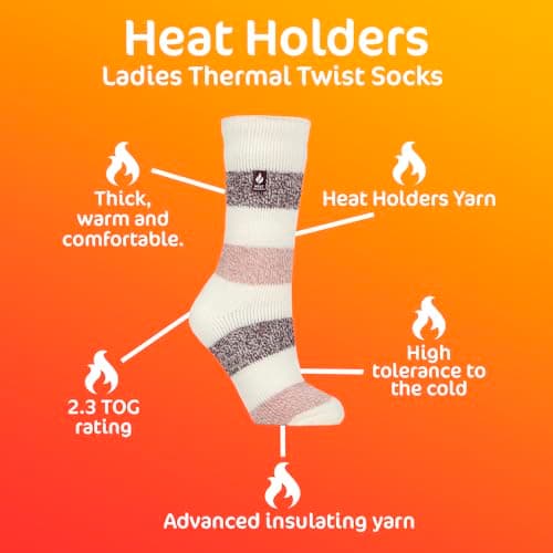 HEAT HOLDERS – Womens Thermal Socks, Thick Fluffy Winter Socks Size 4-7 | Warm Socks for Indoor & Outdoor Wear (UK, Numeric, 4, 7, Regular, Regular, Cream/Muted Coral) — view 6