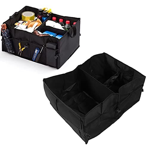 Car Storage Box Trunk Organizer Collapsible Multi Compartment Auto Storage Tool for Car Trunk Heavy Duty 600D Oxford Black 38x55x25cm — view 4