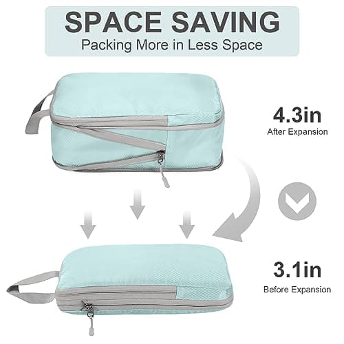 Compression Packing Cubes, Travel Storage Bag Set of 4 - Blue, Organizer Bags for Suitcase and Carry On Luggage — view 4