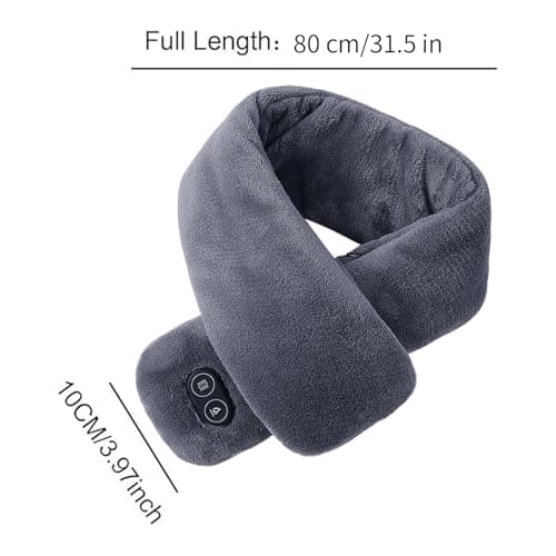 Neck Heating Pad with Massage, USB Heated Scarf for Women Men, Electric Neck Warmer 3 Levels Heat Settings, Ladies Winter Scarves for Travel Hiking Fishing Camping Skiing Running — view 2