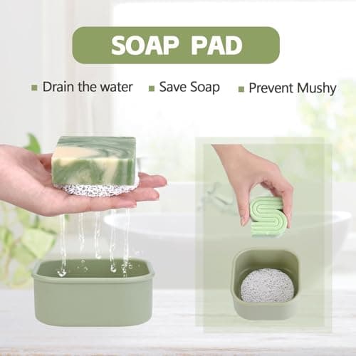 TITATI Travel Soap Case, Square Silicone Soap Holder for Dr. Squatch, Portable Shampoo Bar Case for Shower, Camp, Gym (Pea Green) — view 4