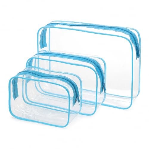 3PCS Clear Toiletry Bags, Waterproof Travel Makeup Organiser, Navy
