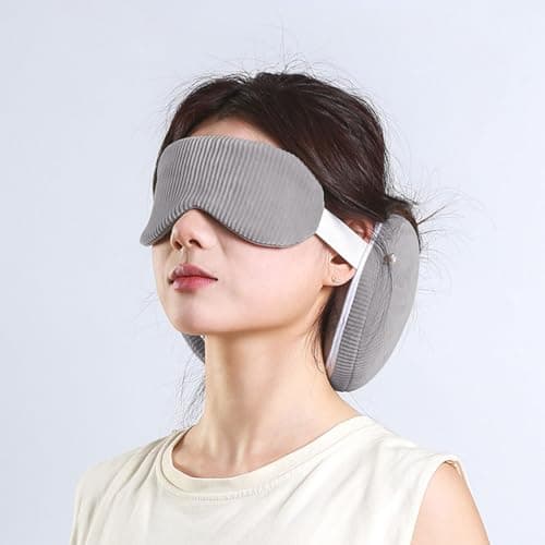 2-In-1 Travel Pillow with Eye Mask,Light Blocking, Neck Support, Compact & Portable Cushion,Folding Soft Mini Pillow Eye Mask for Office, Plane, Train or Car (Gray) — view 6