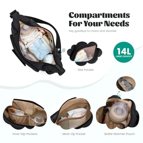 GOLF QUALITY Padded Diaper Bag 22 liters, Crossbody Travel Bag for Baby Diapers, Hospital Bag for Mom, apricot, 14L — view 2