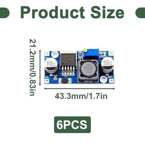 6 Pack DC to DC Voltage Regulator Buck Converter, Step Down Voltage Regulator 3.2V-40V Input to 1.25V-35V Output 3A Max High Efficiency Power Supply Module for DIY Electronics Projects — view 2