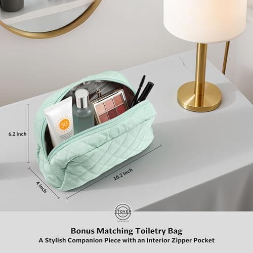 STOVER Women’s Convertible Garment Duffel Bag for Travel, 2-in-1 Carry-On Weekender Overnight Tote - Wrinkle-Free Dresses, Hanging Suits, Clothes + Shoe Compartment & Bonus Toiletry Bag, Coastal Mint — view 6