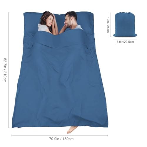BREENHILL Double Sleeping Bag Liner, Camping Travel Sheet, Zip, Blue 180cm — view 3