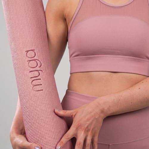Myga Yoga Mat with Carry Strap – Non-Slip, Lightweight & Durable Exercise Mat for Yoga, Pilates & Fitness – Sweat-Resistant & Easy to Clean – 173cm x 61cm x 4mm - Choice of Colour (Nostalgia Rose) — view 6