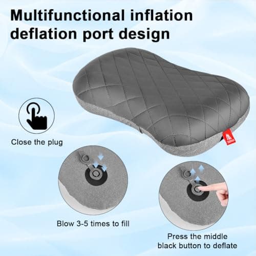 flintronic Camping Pillows, Inflatable Travel Pillows for Neck, Ultralight Beach Pillow with Storage Bags, Blow Up Pillows Ergonomic Air Pillow for Neck & Lumbar Support - Comfort in Travel (Grey) — view 3