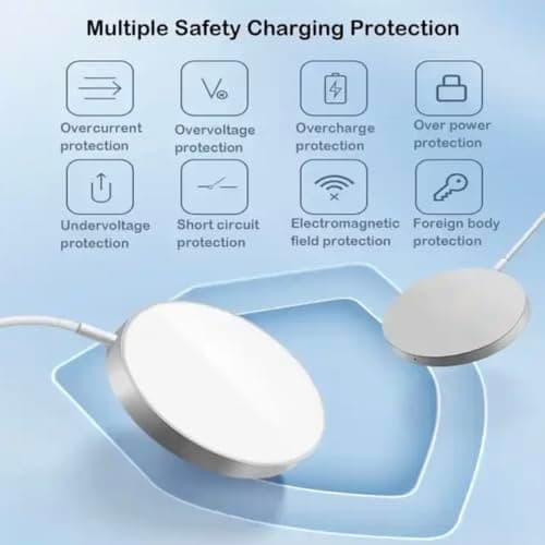 Orco 15W Magnetic Wireless Charger - MagSafe Compatible Fast Charging Pad for iPhone 15/14/13/12 Pro Max & AirPods - Qi-Certified Slim Travel Charger with Intelligent Safety Protection (White) — view 4