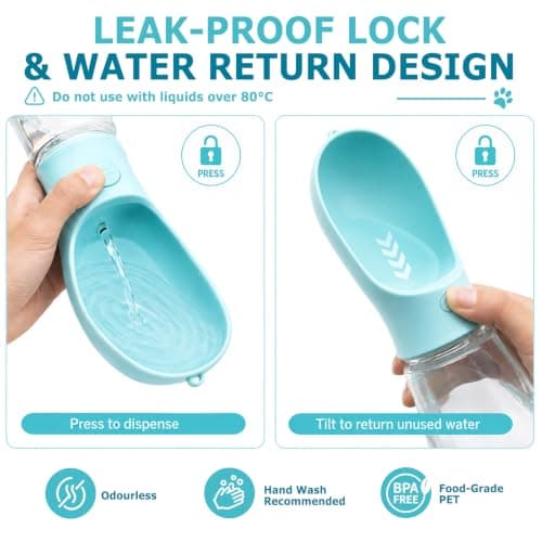 Wosyoodo 4 in 1 Portable Dog Water Bottle for Walking, Leakproof Design — view 5