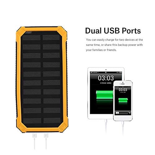 Vikye DIY Solar Power Bank Case Kit, 20000mAh Portable Solar Charger with Dual USB, Panel Power Bank Case for Outdoor, Camping, Travel, Phone Charging (Yellow) — view 3