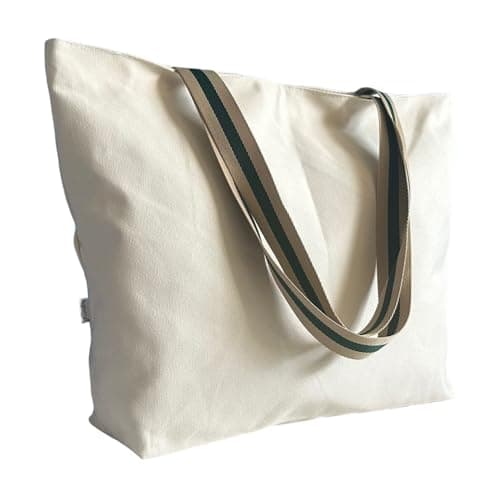 Augbunny 16OZ 100% Cotton Canvas Fashion Zipper Closure Lined Reusable Grocery Shopping Beach Casual Multi Purpose Tote X-Large — view 6