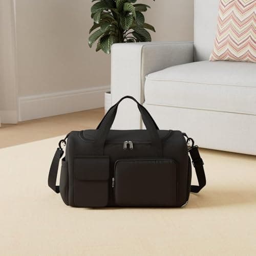 Waterproof Gym Bag Duffle Bag with Wet Pockets and Shoe Compartment, Durable Sports Holdall Bags Travel Bag for Women Man, Weekend Travel Overnight Bag (Black) — view 5