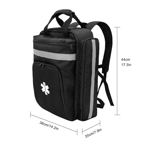Lyirfan Professional First Aid Backpack Empty Medical First Aid Bag,Tactical Medical Bag with Reflective,Large Capacity First Aid Medical Backpack for for Home and Work,Hiking Outdoors(Black) — view 2