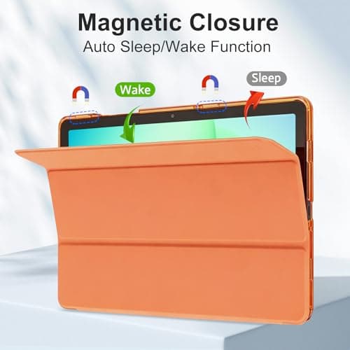 CoBak Case For Samsung Galaxy Tab A11 (2025) / A9 (2023) 8.7 Inch - PU Leather Smart Tablet Cover, Translucent Hard Shell, Two Viewing Angles, Orange — view 4