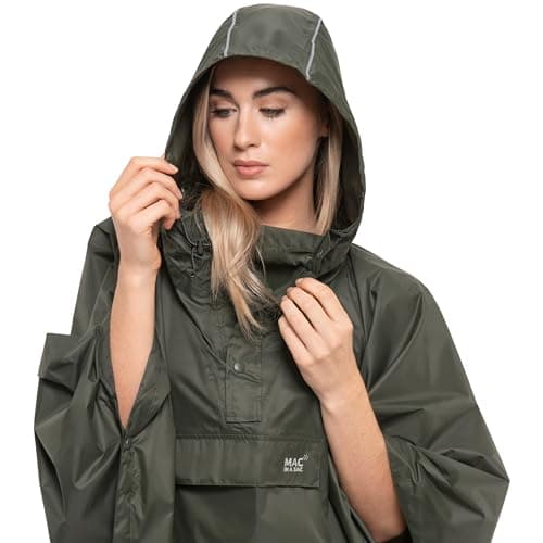 Mac in a Sac - Poncho - Packable Waterproof Cape for Men & Women - Lightweight and Breathable Rain Jacket with Hood that Packs into its own Bag - Khaki - One-Size — view 5