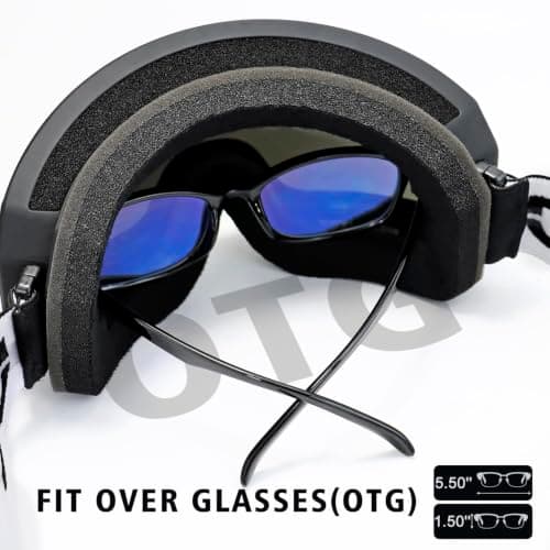 SPOSUNE Ski Goggles Over Glasses with Dual lens Anti-fog Anti-UV Snow Goggles for Men Women Youth Skiing Snowmoile | Slim Face Wide Vision — view 4