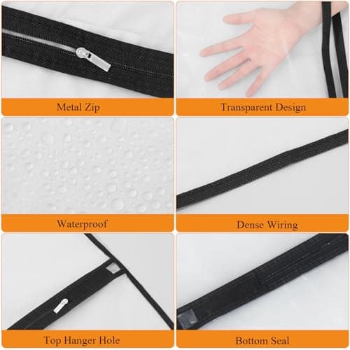 12 Pack Garment Bags, PEVA Translucent Clothes Covers, Suit Bag 40in+47in — view 3
