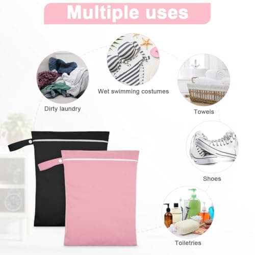 AOOSA 2PCS Wet Bags, Reusable Cloth Diaper Bags with Handle and Zipper — view 4