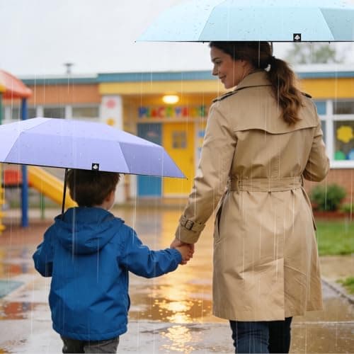 FWHFNB Travel Umbrella Compact, Mini Umbrella, UV Umbrella, Folding Umbrella, UPF 50+ Sun & Rain Protection, With Capsule Case, Small Compact, for Men and Women (Purple) — view 4
