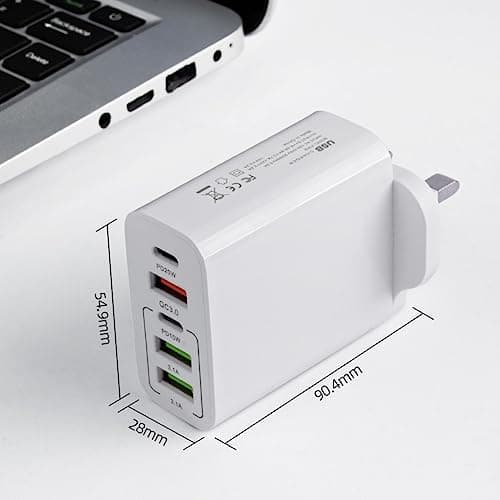 AXFEE USB C Plug Fast Charge, 65W 5Port USBC Charger Dual Port PD+QC, White — view 2