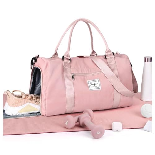 HYC00 Gym Bags Women Men Sports Duffle Bag with Shoes Compartment & Wet Pocket,Travel Duffel Bags for Women Large Weekend Overnight Holdall for Hospital Swimming Carry on Hand Luggage Bags,Pink