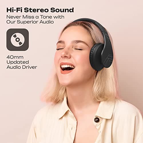 PowerLocus Bluetooth Over-Ear Headphones, Wireless Stereo Foldable Headphones Wireless and Wired Headsets with Built-in Mic, Micro SD/TF, FM for iPhone/Samsung/iPad/PC - Black — view 4