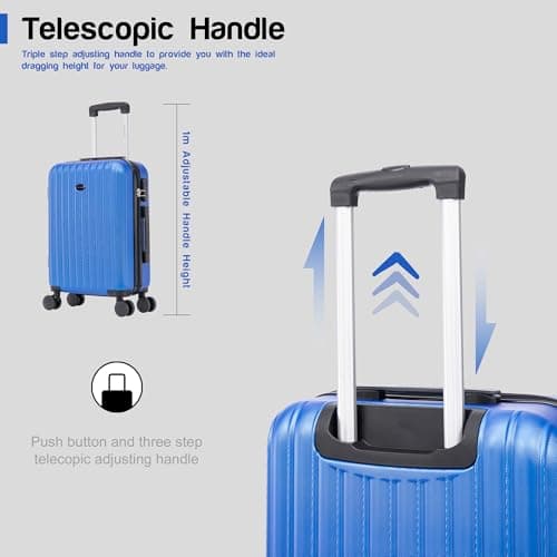 Aerostar 28" Large Suitcase Super Lightweight 4 Wheel Dual Spinner ABS Hard Shell Check in Luggage with Integrated Combination Lock for 23kg (Royal Blue, 100 Litre) — view 4