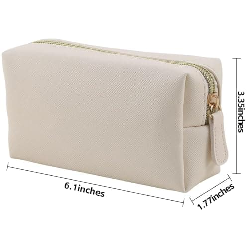 Apooliy Leather Makeup Bag for Purse Travel, Portable Small Cosmetic Organizer for Women and Girls, Make up Bag with Zipper — view 2