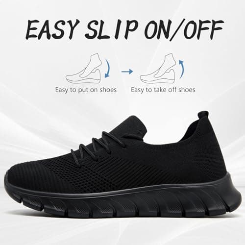 Trainers Men Shoes Running Gym Sneakers Slip on Walking Black UK Size 10 — view 6