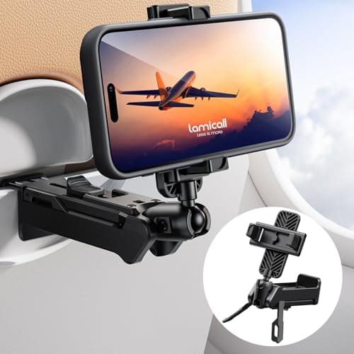 Lamicall Airplane Phone Holder for Travel - [Upgrade Wide Clip] Phone Mount
