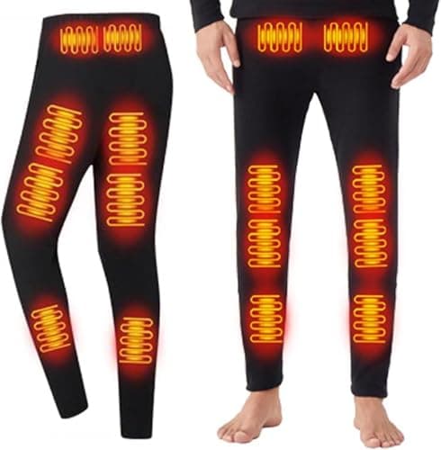 Heated Leggings with Multi-Zone Heating USB Rechargeable Electric Thermal Pants Lightweight Washable Base Layer for Men & Women Cold Activities Black — view 2