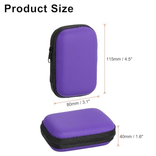 sourcing map Earbuds Cases, Wired Earphone Case Holder, EVA Ear Buds Case Zipper Organizer Small with Mesh Pocket for USB Cable, Earphones, Purple — view 2