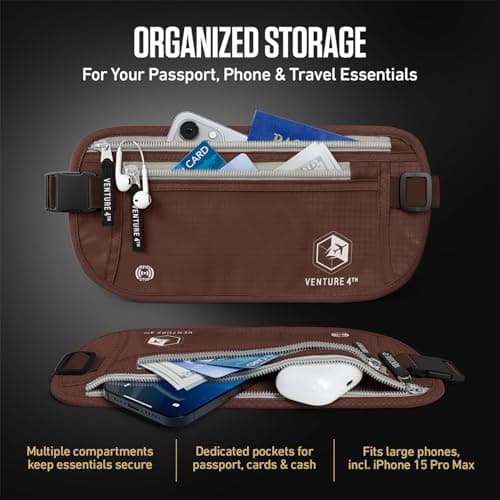 VENTURE 4TH RFID Blocker Money Belt for Men and Women (Brown). — view 5