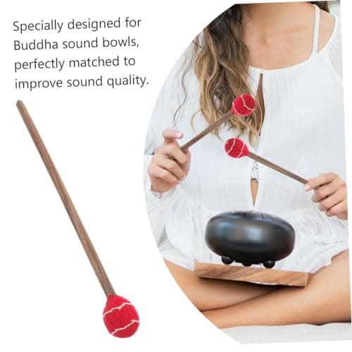 OFFSCH Wooden Singing Bowl Stick with Wool Yarn Head for Quiet Sound and Peaceful Tones, for Yoga and Meditation Sessions, Sturdy Wood Material for Men and Women — view 4